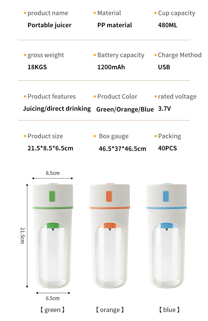 FreshBlend™ – Trådlös & Bärbar Juicer med USB-laddning