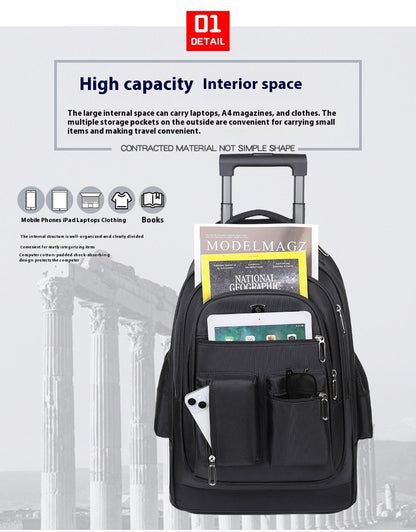 Trolley Backpack Ultra-light Trolley Bag Large Capacity Single-directional Wheel