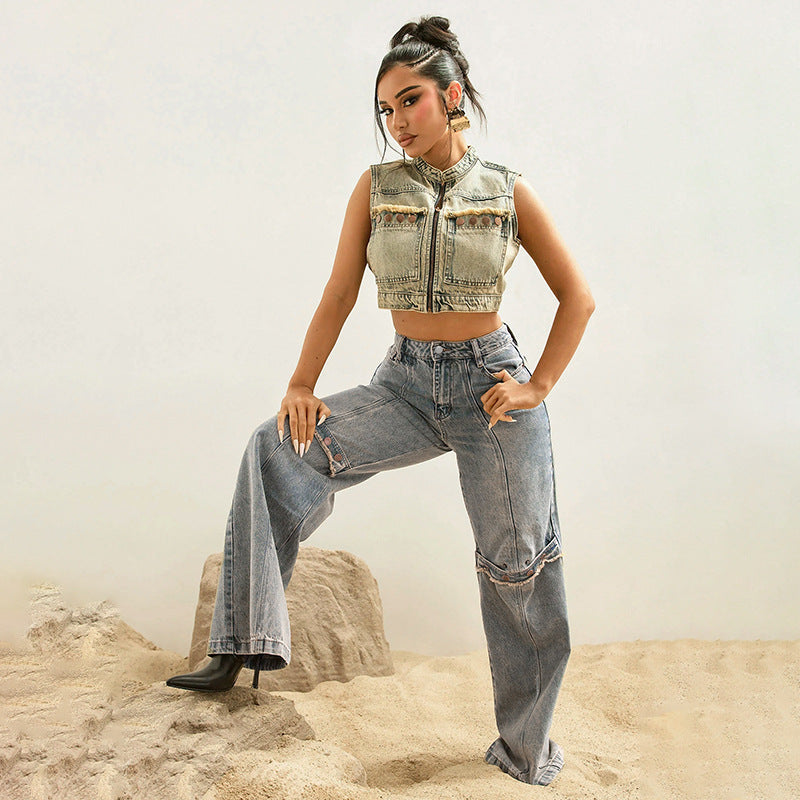 Y2K Baggy Wide Leg Jeans – Vintage Streetwear för en Trendig Look!