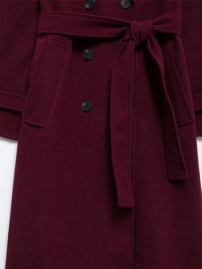 Elegant Knytdetalj Ullig Trenchcoat – Tidlös Stil & Värme!