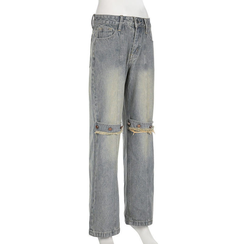 Y2K Baggy Wide Leg Jeans – Vintage Streetwear för en Trendig Look!