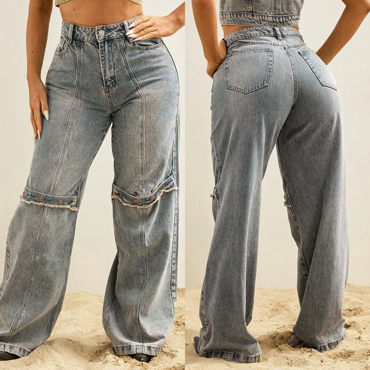 Y2K Baggy Wide Leg Jeans – Vintage Streetwear för en Trendig Look!