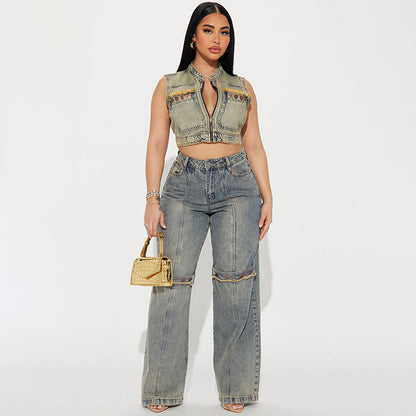 Y2K Baggy Wide Leg Jeans – Vintage Streetwear för en Trendig Look!