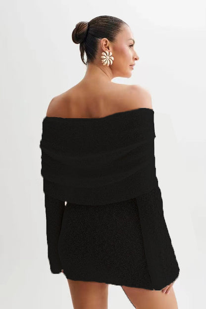 Elegant & Sensuell – Off-Shoulder Stickad Miniklänning